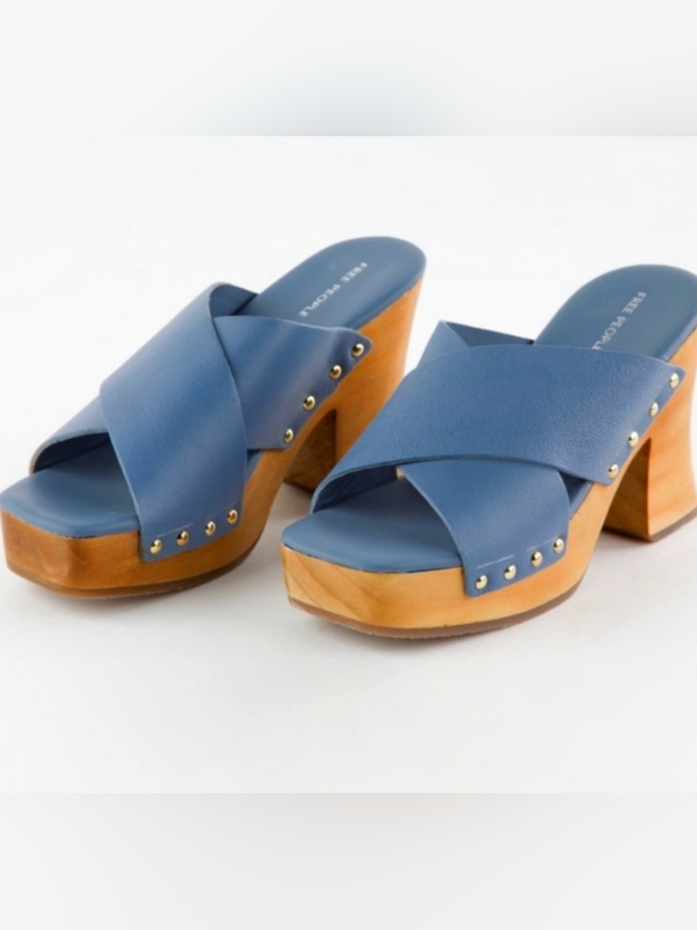 Free People Mallory Criss Cross Clogs – Seascape Blue | Size 8